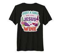 Una Chica Que ama a Jesús y Amante del Vino Mujer Cristiana Cristo Camiseta Premium