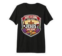 Una Chica Que ama a Jesús y Amante del Vino Mujer Cristiana Cristo Camiseta Premium