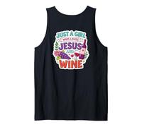 Una Chica Que ama a Jesús y Amante del Vino Mujer Cristiana Cristo Camiseta sin Mangas