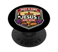 Una Chica Que ama a Jesús y Amante del Vino Mujer Cristiana Cristo PopSockets PopGrip Adhesivo