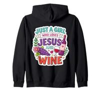 Una Chica Que ama a Jesús y Amante del Vino Mujer Cristiana Cristo Sudadera con Capucha