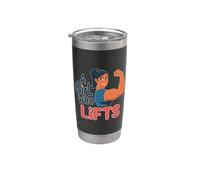 Una chica que levanta pesas para mujeres fuertes, levantamiento de pesas, gimnasio divertido Vaso térmico de acero inoxidable de doble pared