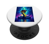 Una Cobra se eleva a través de un Rayo eléctrico en energía Brillante PopSockets PopGrip Adhesivo