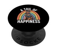 Una Cola de la Felicidad Perro Rottweiler Retro Rainbow PopSockets PopGrip Adhesivo
