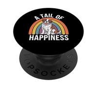 Una Cola de la Felicidad San Bernardo Perro Retro Rainbow PopSockets PopGrip Adhesivo
