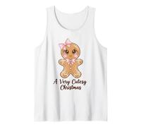 Una Coqueta navideña Muy Linda con Lazo Rosa de Pan de Jengibre Camiseta sin Mangas