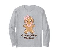 Una Coqueta navideña Muy Linda con Lazo Rosa de Pan de Jengibre Manga Larga