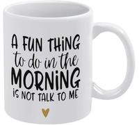 Una cosa divertida para hacer por la mañana es hablar conmigo para la oficina, el hogar, para mujeres y hombres, tazas de café, taza de café novedosa, taza de té de cerámica con impresión de doble car