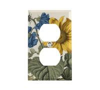 Una cubierta de salida de tallo de flor amarilla, placa de pared estándar americana con tornillos, acero inoxidable resistente al calor y a los impactos, cubierta de enchufe dúplex de 1 banda para
