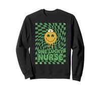 Una Enfermera afortunada para el Día de San Patricio, Retro, Que derrite la Cara Feliz Sudadera