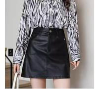 Una falda de piel sintética para mujer con un diseño de cintura alta que favorece tu figura mientras te sientas cómoda durante todo el día (2XL negro)