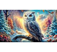 Una Familia de Tres Lindos búhos Blancos abrazándose Juntos Puzzle de 1000 Piezas - Regalo Divertido Juego Familiar Estimulante Idea Adultos 38x52/1000pcs