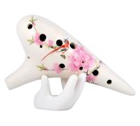 Una flauta de cerámica única y natural en forma de Mini ocarina pintada a mano ocarina for principiantes 12 agujeros alto C clave AC instrumento musical profesional Tao Xun(Red)