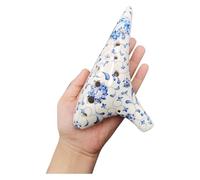 Una flauta de cerámica única y natural en forma de Ocarina Ocarina 12 agujeros clave AC Alto C instrumento de regalo de cerámica azul y blanca profesional