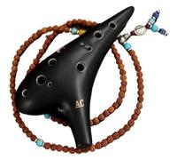 Una flauta de cerámica única y natural en forma de Ocarina profesional de 12 agujeros Alto C Ocarina de cerámica negra Ocarina AC ahumada de 12 agujeros Ocarina de interpretación profesional
