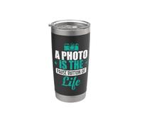 Una foto es el botón de pausa de la vida Fotógrafo Vaso térmico de acero inoxidable de doble pared