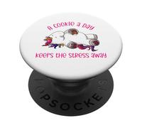 Una galleta al día mantiene alejado el estrés - Divertido unicornio frío PopSockets PopGrip Adhesivo