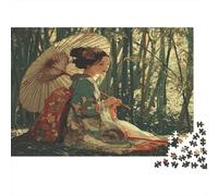 Una Geisha sentada en un Bosque de bambú japonés 38x26cm/1000pcs Puzzle Adecuado para Adultos Y Multitud Mayores De 14 Años