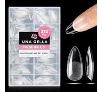 UNA GELLA Medium Almond Gel Nail Tips Half Matte 312pcs Almond Gel Nails No C Curve Clear False Fake Nails Effective Nail Extensions for DIY Art Salon-Level Press On Nails, 12 Sizes