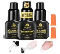 UNA GELLA Pegamento de uñas para prensas en uñas: secado rápido en 10 segundos, no requiere lámpara UV, pegamento de gel de 3 × 5 ml, superfuerte para uñas postizas, uñas postizas, uñas acrílicas y