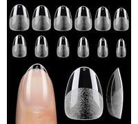 UNA GELLA Puntas de uñas de almendra extra cortas, 12 tamaños, puntas de uñas cortas de gel almendra, 120 piezas de uñas de gel suave transparente de cobertura completa, uñas postizas acrílicas a