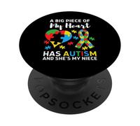 Una Gran Parte de mi corazón Tiene Autismo, Conciencia de Sobrina, tía tío PopSockets PopGrip Adhesivo