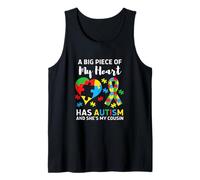 Una Gran Parte de mi corazón Tiene Autismo y él es mi Primo Camiseta sin Mangas