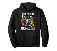 Una Gran Parte de mi corazón Tiene Autismo y él es mi Primo Sudadera con Capucha