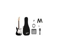 Una guitarra eléctrica Squier Stratocaster Serie Debut, amplificador Frontman 10G, funda acolchada, correa, cable, púas, soporte para guitarra, afinador de clip y un pack de cuerdas adicionales.