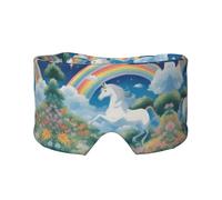 Una hermosa máscara con estampado de unicornios para dormir para ojos y oídos, meditación y viajes, transpirable, ajustable y cobertura completa