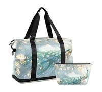 Una hermosa pintura de un elegante pavo real con plumas, bolsa de viaje impermeable para gimnasio, deporte, bolsa de mano con compartimento, Una hermosa pintura de un elegante pavo real con plumas