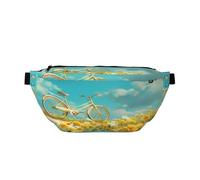 Una Hermosa riñonera de Playa para Mujer y Hombre, Bolso Bandolera con diseño de Sol de mediodía en Azul Marino para Deportes, Viajes, Senderismo, Correr y Trotar.