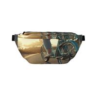 Una Hermosa riñonera de Playa para Mujer y Hombre, Bolso Bandolera con diseño de Sol de mediodía en Azul Marino para Deportes, Viajes, Senderismo, Correr y Trotar.