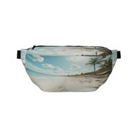 Una Hermosa riñonera de Playa para Mujer y Hombre, Bolso Bandolera con diseño de Sol de mediodía en Azul Marino para Deportes, Viajes, Senderismo, Correr y Trotar.