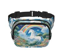 Una hermosa riñonera multifuncional con estampado de unicornios, bolsa de mensajero unisex de moda, bolsa de almacenamiento de deportes de viaje