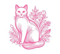 Una imagen de naturaleza bohemia con una silueta de gato de Bengala. Pegatinas artísticas de vinilo 42x44.3cm Impermeable Rosa