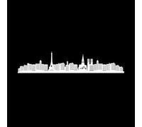 Una imagen que muestra la silueta del paisaje urbano de París, incluida la Torre Eiffel y las icónicas catedrales. Pegatinas de pared de vinilo 20x98cm Decoración artística Blanco