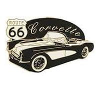 ¡Una leyenda de autos deportivos clásicos americanos! y galardonado Road Trail the CORVETTE & ROUTE 66 Pin de solapa para sombrero, gorra, chaqueta, mochila, Esmalte, Metal, Esmalte