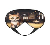 Una linda máscara de ojos de gato a rayas Steampunk para dormir, ideal para mujeres y hombres y de viaje, cómoda y ajustable, perfecta para interiores y exteriores
