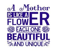 Una madre es como una flor, cada una hermosa y única, día de la madre. Pegatinas de pared de vinilo 54.6x55cm Pintura mural artística Azul oscuro
