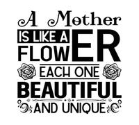 Una madre es como una flor, cada una hermosa y única, día de la madre. Pegatinas de pared de vinilo 54.6x55cm Decoración de carrocerías Negro