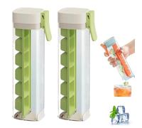 Una máquina de hielo de vidrio, 2 moldes de bandeja de hielo a presión, cubos desplegables sin, diseño que ahorra espacio y fácil mantenimiento, produce 6 cubitos de hielo cuadrados por bandeja