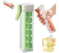 Una máquina de hielo de vidrio, Bandeja de cubo de hielo de tipo prensa con tapa, Herramienta portátil de congelación de agua, Copa de bandeja de hielo vertical de ahorro de espacio (Verde)