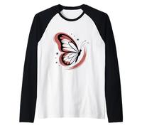 Una mariposa estilizada en línea minimalista Camiseta Manga Raglan
