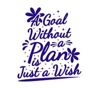 Una meta sin un plan es solo un deseo, motivación, tipografía, cita, diseño. Pegatinas de pared de vinilo 54.6x63.4cm Impermeable Azul oscuro