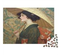 Una Mujer en Kimono con una sombrilla Japonesa 70x50cm/1000pcs Puzzle Adecuado para Adultos Y Multitud Mayores De 14 Años
