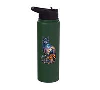 Una mujer estilizada se sienta en una calabaza tallada Stainless Steel Insulated Water Bottle