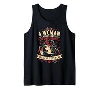 Una Mujer no Puede Sobrevivir Solo con Vino Ella también Necesita un Gato Camiseta sin Mangas