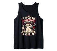 Una Mujer no Puede Sobrevivir Solo con Vino Necesita un Shih Tzu Camiseta sin Mangas