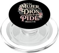 Una Mujer Que confía en Dios recibe - Mateo 7:8 Spanish Faith PopSockets PopGrip para MagSafe